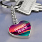 For Her Keep Growing Cute Heart Custom Keychain-silver background close up