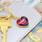 For Her Keep Growing Cute Heart Custom Keychain-18k gold finish background side close up