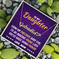 To My Daughter - An Amazing Young Lady- Name Heart Necklace-gold-background-side view
