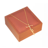 18K Gold Plated Faith Necklace - Brown box