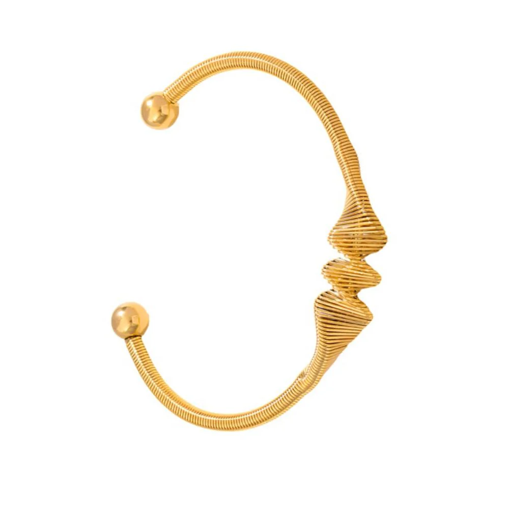 Gold Crinkle Bangle Bracelet – Elegant Textured Jewelry for Women