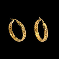 Load image into Gallery viewer, 18K Gold Plated Rope Hoop Earrings front view background
