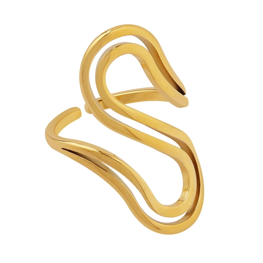 Elegant Gold S-Shaped Open Ring – Chic Curved Design, Perfect Fashion Jewelry