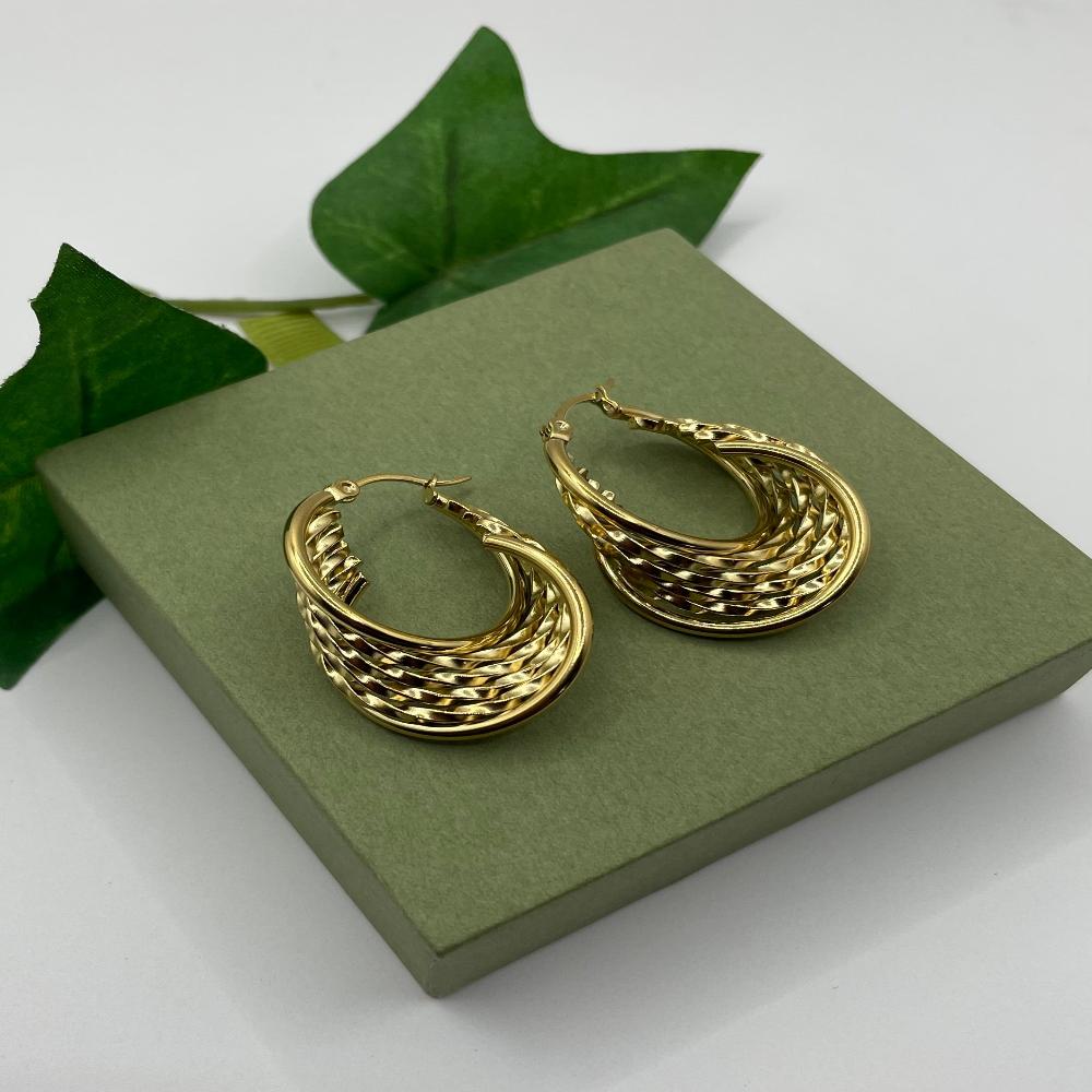 Gold Spiral Earrings for Women – Unique 18K Gold Plated Twisted Hoops