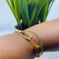 Load image into Gallery viewer, Gold Double Layer Bracelet – Versatile Layered Design for a Sophisticated Look
