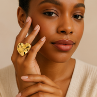 Load image into Gallery viewer, Gold Heart Statement Ring - Bold &amp; Stylish Love Jewelry
