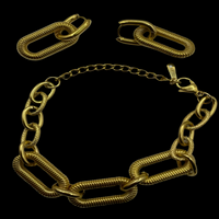 Load image into Gallery viewer, Gold Oval Dangle Earrings and Bracelet Set – Perfect Jewelry Gift for Fashionistas
