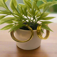 Load image into Gallery viewer, Gold Round Shine Hoop Earrings – Trendy &amp; Durable Jewelry Gift
