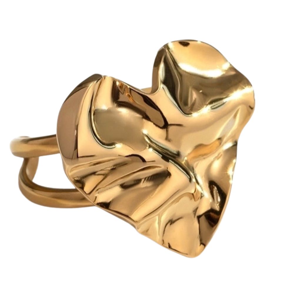 Gold Heart Statement Ring - Bold & Stylish Love Jewelry