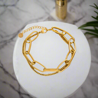 Load image into Gallery viewer, Gold Double Layer Bracelet – Versatile Layered Design for a Sophisticated Look
