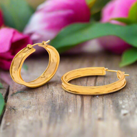 Load image into Gallery viewer, Gold Round Shine Hoop Earrings – Trendy &amp; Durable Jewelry Gift
