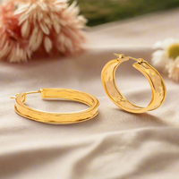 Load image into Gallery viewer, Gold Round Shine Hoop Earrings – Trendy &amp; Durable Jewelry Gift
