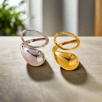 Load image into Gallery viewer, Trendy Gold Curved Ring - Perfect for Weddings, Engagements, or Fashion
