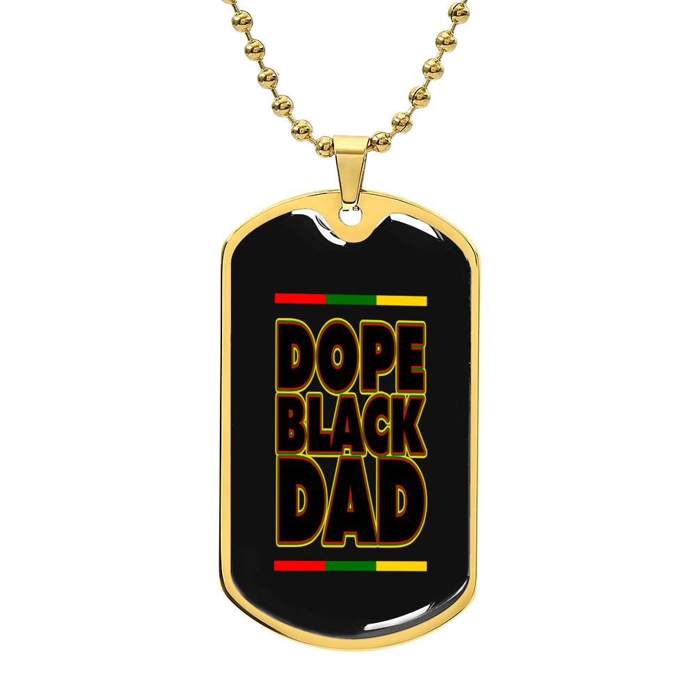 Dope Black Dad - My Hero Dog Tag-gold front view