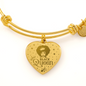 Black Queen Engraved Heart Bangle Bracelet – Luxury Gold Adjustable Keepsake Gift for Her