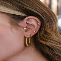 Load image into Gallery viewer, Gold Lined Up Earrings – Stylish Fashion Jewelry
