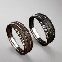 Load image into Gallery viewer, For Him Durable Stainless Steel PU Leather Bracelet - Durable Wristband for Everyday
