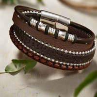 Load image into Gallery viewer, For Him Durable Stainless Steel PU Leather Bracelet - Durable Wristband for Everyday
