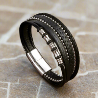 Load image into Gallery viewer, For Him Durable Stainless Steel PU Leather Bracelet - Durable Wristband for Everyday
