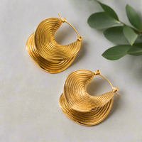 Load image into Gallery viewer, Gold Seashell hoop Earrings – Ocean-Inspired Statement Jewelry for Confident Women
