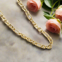 Load image into Gallery viewer, Gold Twist Link Chain Necklace - Stylish Flat Circle Chain
