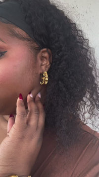 Load and play video in Gallery viewer, Gold Lava Dangle Earrings – Bold Statement Jewelry for Women
