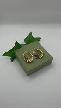 Load and play video in Gallery viewer, Gold Spiral Earrings for Women – Unique 18K Gold Plated Twisted Hoops
