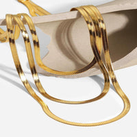 Load image into Gallery viewer, For Her Triple-Tiered Snake Chain Necklace for a Fashionable Layered Look--front view
