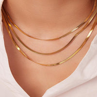 Load image into Gallery viewer, For Her Triple-Tiered Snake Chain Necklace for a Fashionable Layered Look-model
