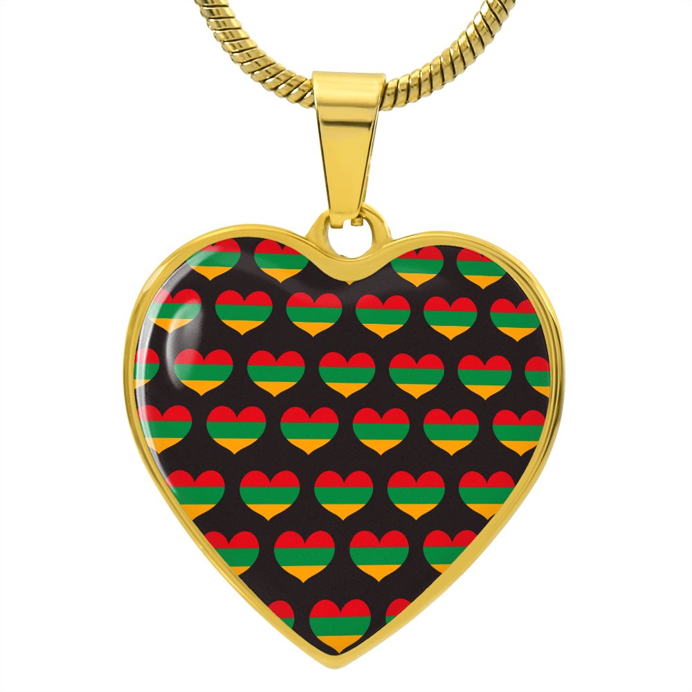 Lovely Black Culture Heart Design Necklace | A Symbol of History and Fashion-18k gold finish close up 